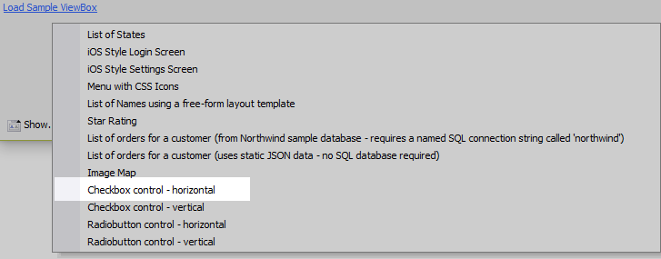 Load Checkbox Horizontal